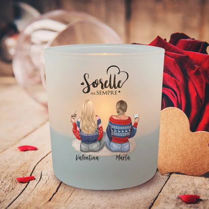 Ragazze sedute - Portacandela personalizzato