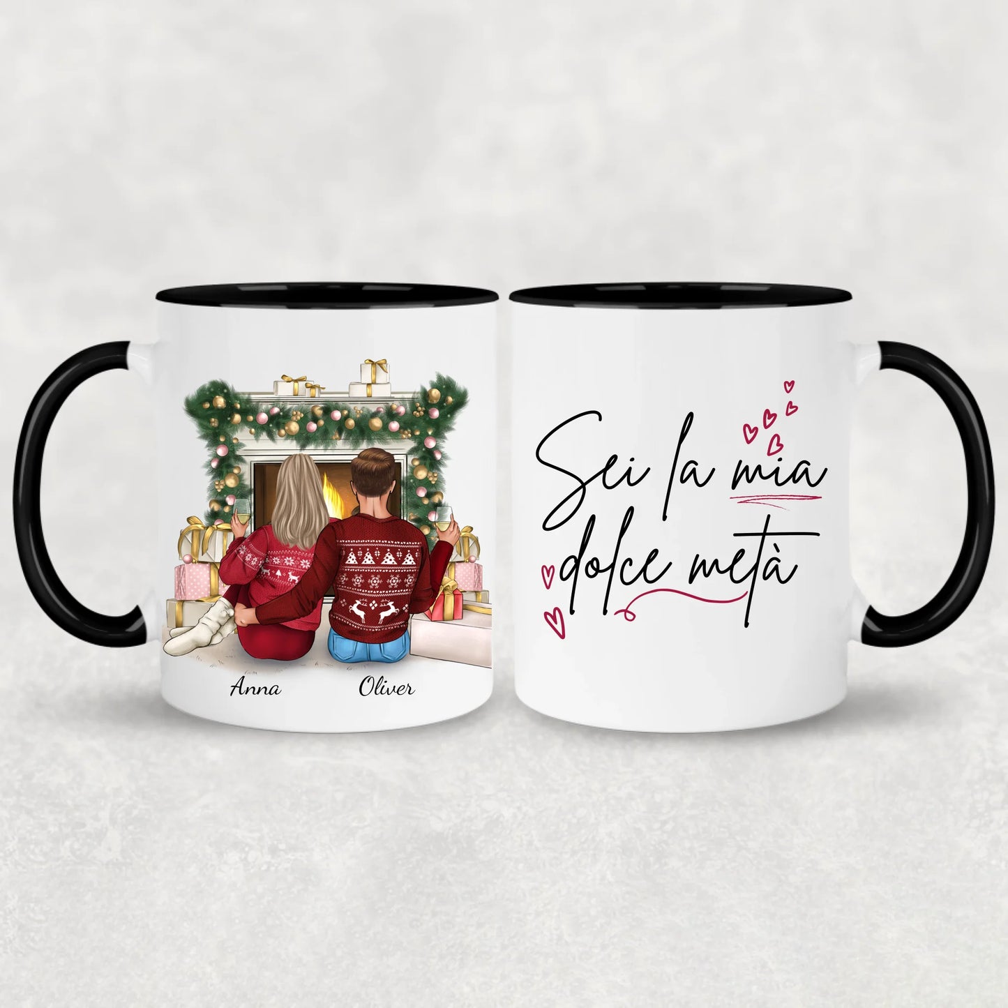 Coppia davanti al camino - Tazza personalizzata
