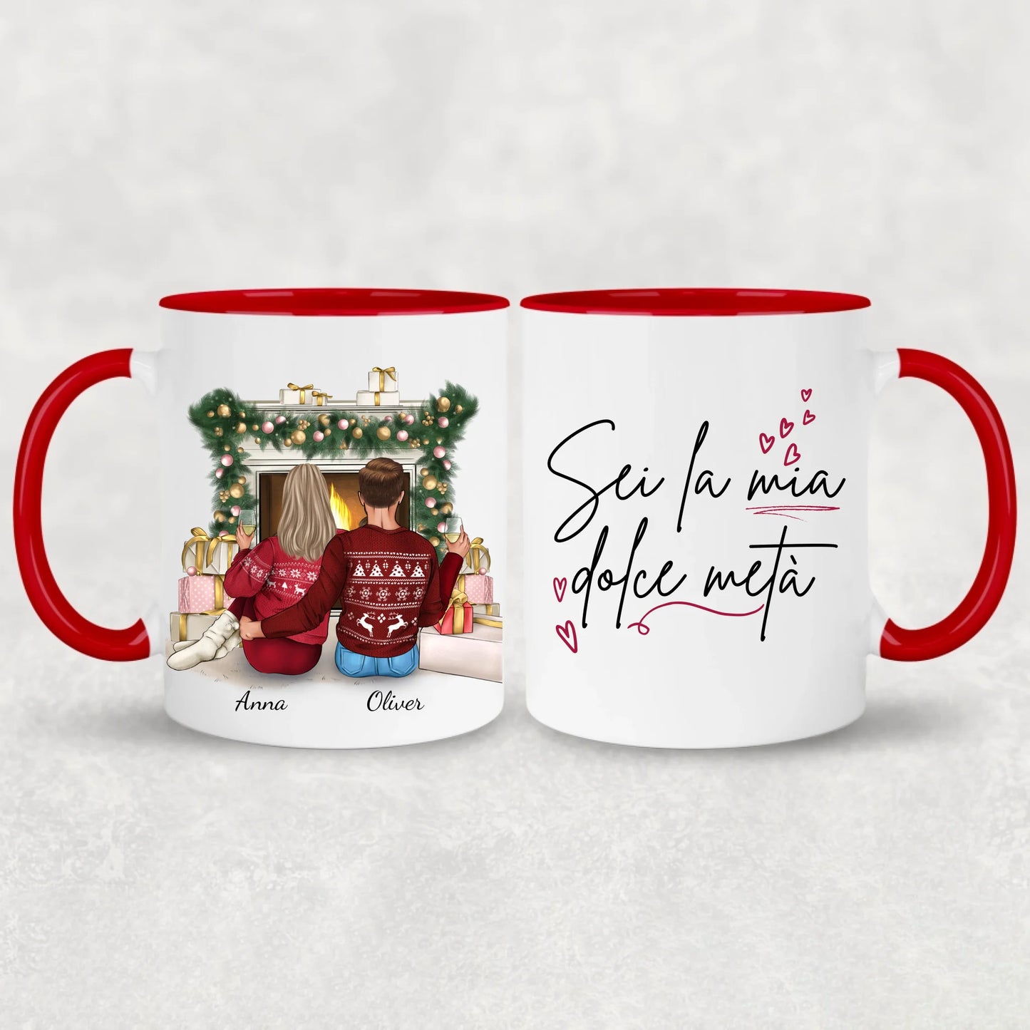 Coppia davanti al camino - Tazza personalizzata