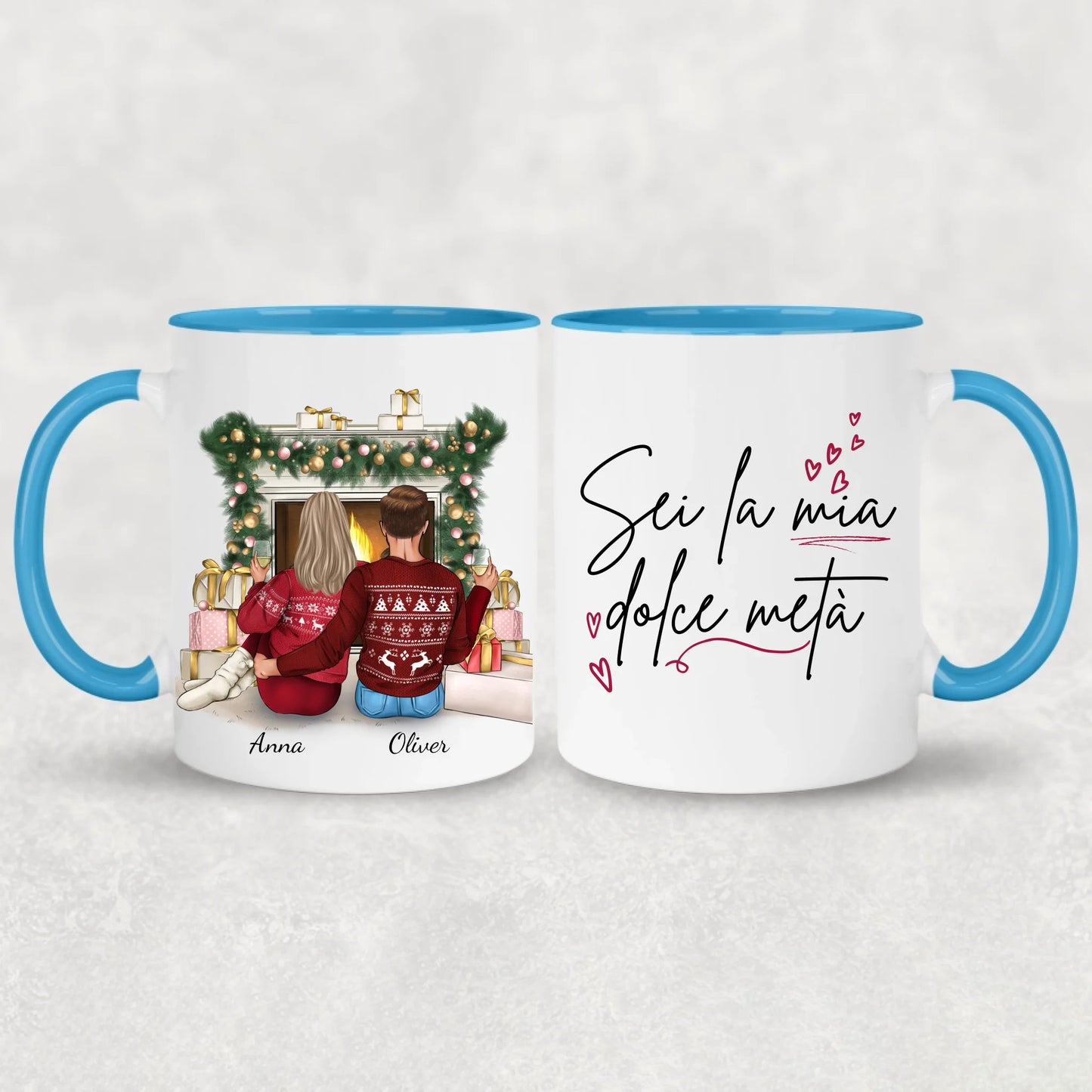 Coppia davanti al camino - Tazza personalizzata