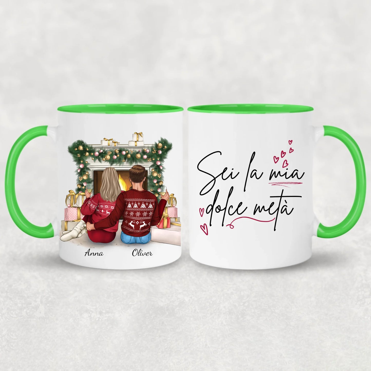 Coppia davanti al camino - Tazza personalizzata